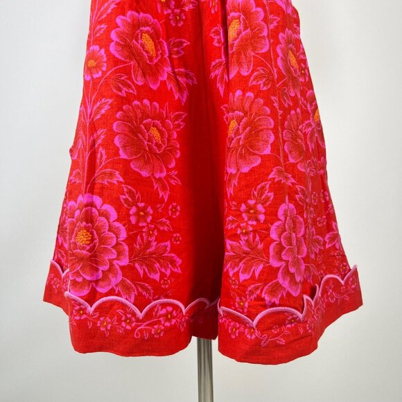NWOT Farm Rio Red Floral Olivia Cut-Out Romper Size L Pockets - Picture 7 of 16